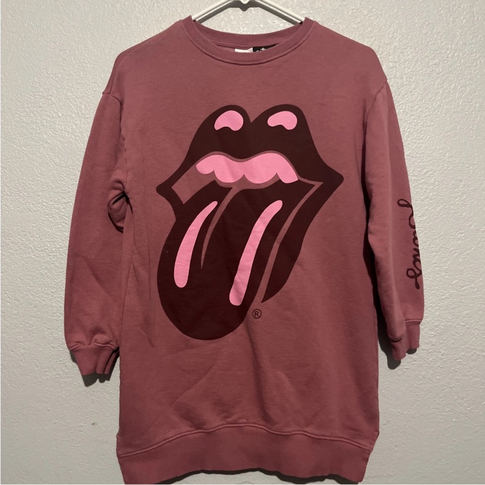 Zara The Rolling Stones Girls Pinkish Purple Sweatshirt Dress Tunic SZ 11-12